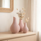 Bauchige Deko Vase mit schrägem Hals für Trockenblumen & Pampasgras
