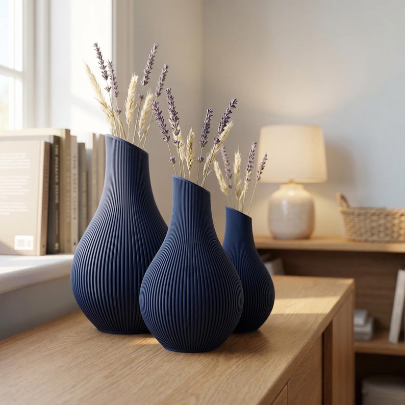 Bauchige Deko Vase mit schrägem Hals für Trockenblumen & Pampasgras