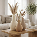 Bauchige Deko Vase mit schrägem Hals für Trockenblumen & Pampasgras