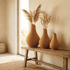Bauchige Deko Vase mit schrägem Hals für Trockenblumen & Pampasgras