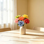 Keramik-Rosenblüte mit Stiel, Porzellanrose, Hochzeitsdekoration, Wohnaccessoire