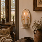 Keramik-Wandkerzenhalter handbemalt Wildblumen Wandleuchte Spitzkerzen Landhausstil