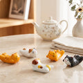 Keramik Katzen-Essstäbchenablage, 5,1 cm, handbemalt, Tischdekoration, Mini-Katzenfigur