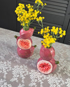 Keramikvase mit Feigenmotiv, ästhetische Obstvase für Blumen, maximalistische Feigenfigur als Wohnaccessoire
