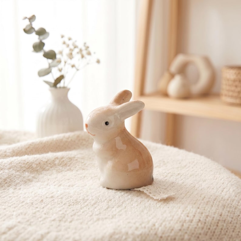 Keramik-Kaninchenfigur, Mini-Hasenstatue, moderne Tischdekoration, 4,8 cm