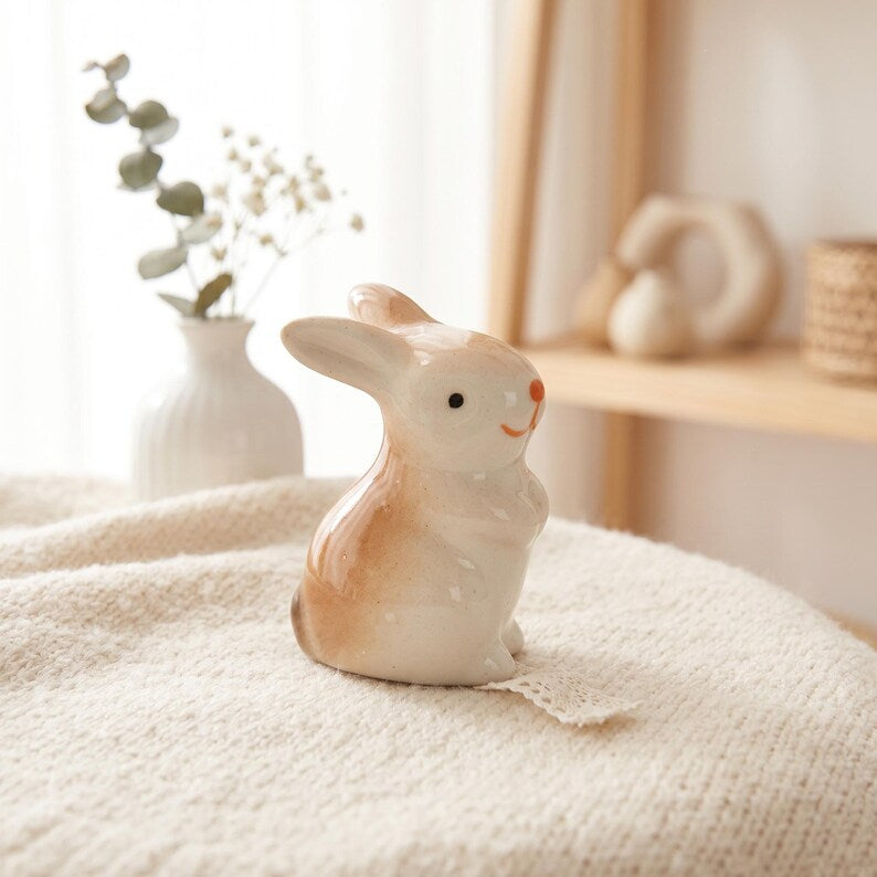 Keramik-Kaninchenfigur, Mini-Hasenstatue, moderne Tischdekoration, 4,8 cm
