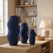 Moderne Vase mit welliger Rillenstruktur - Organische Deko Vase für Trockenblumen - 3D Druck - Höhen 11-25 cm