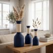 Moderne, zweifarbige Vase mit geripptem Hals und Soft-Touch-Oberfläche – wasserdicht – 24,5 cm
